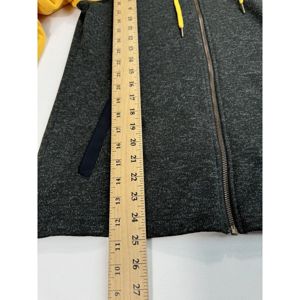 Columbia Men's Medium Full Zip Fleece Hoodie Grey Yellow Outdoors Hiking Camping